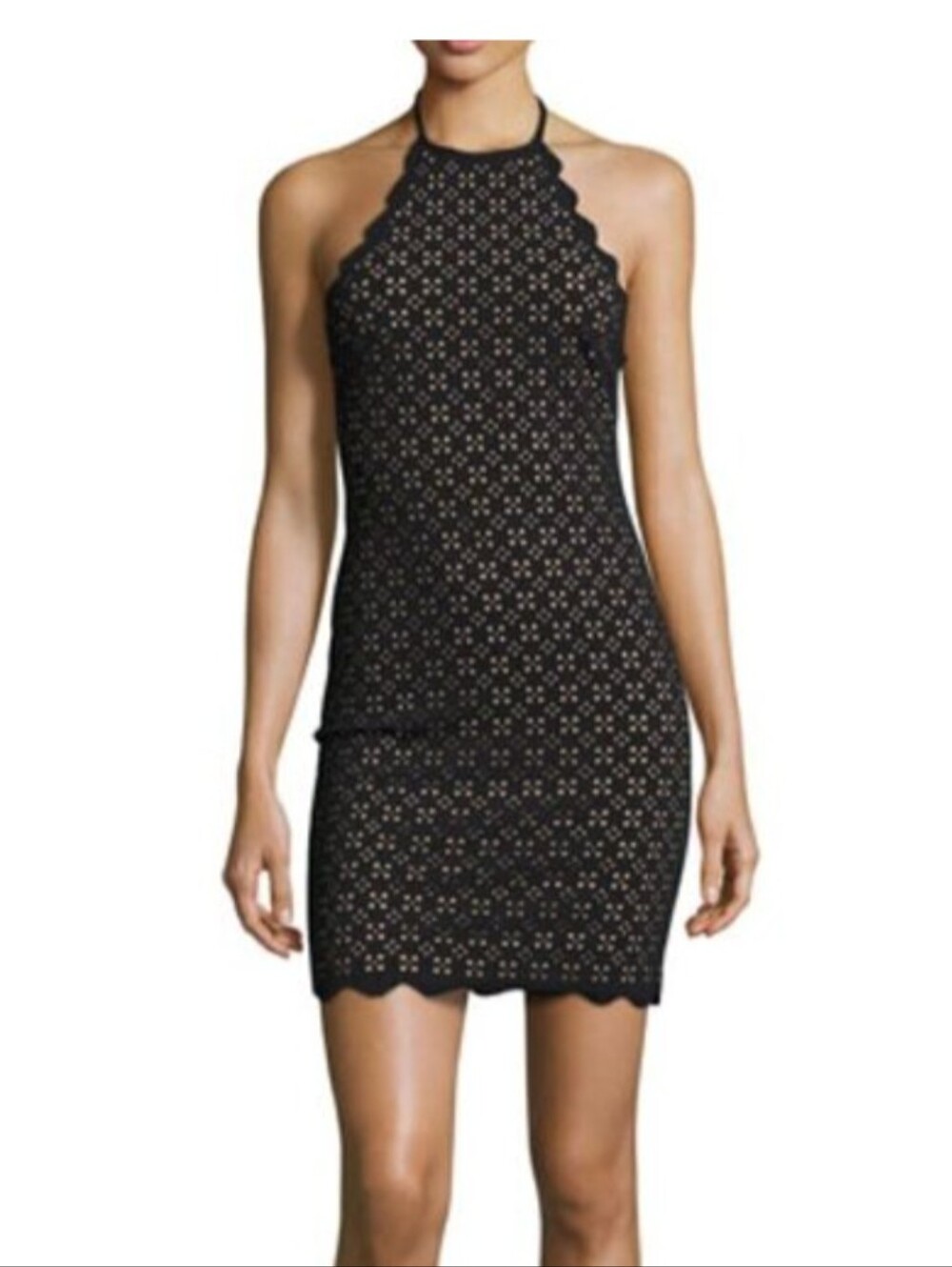 Marysia Resort Mott Scalloped Laser Cut Party Trip Halter Mini Dress Size Large